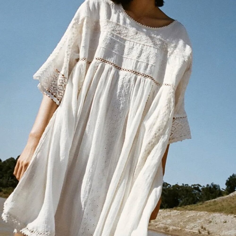 Spell & the Gypsy Collective Smock Lace Crochet Mini Dress Tunic